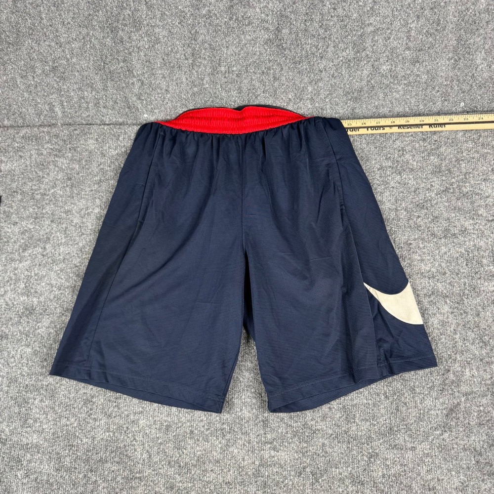 Nike Athletic Shorts Mens Size M Navy Blue Dri-Fit Basketball Large Swoosh Logo